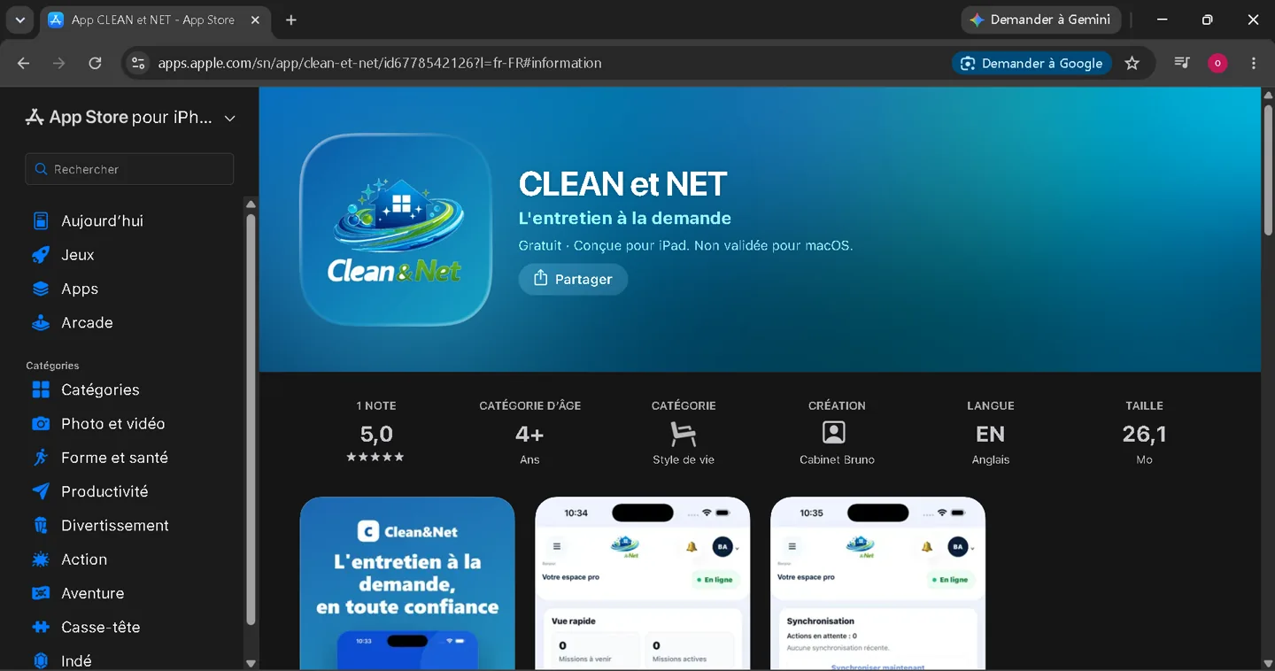 Aperçu du projet Clean & Net — Application mobile